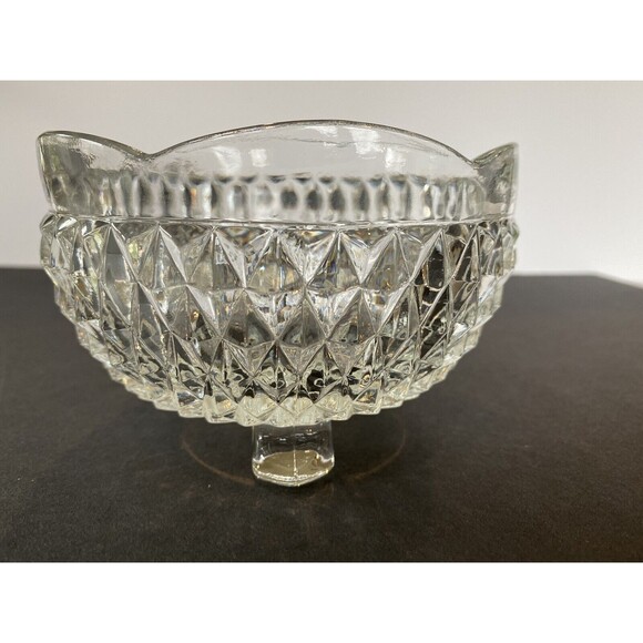 Indiana Glass Bowl Candy Dish Crystal Diamond Point, Footed (3) Vintage Pristine - Picture 4 of 10